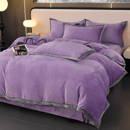 Set di biancheria da letto invernale in pile tinta unita (4 pezzi)