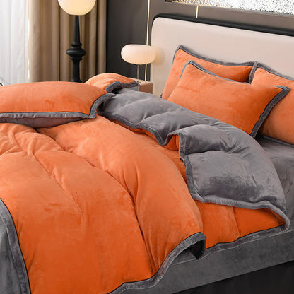 Set di biancheria da letto invernale in pile tinta unita (4 pezzi)