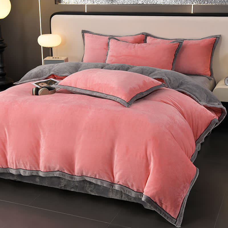 Set di biancheria da letto invernale in pile tinta unita (4 pezzi)