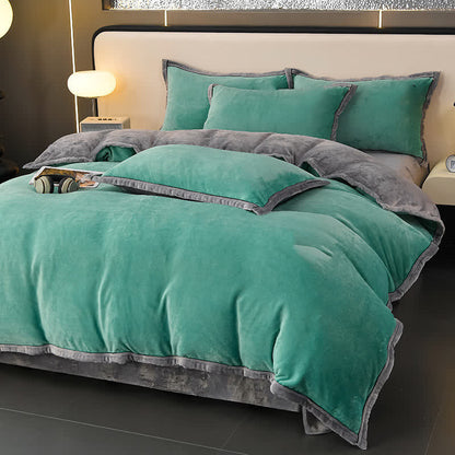 Set di biancheria da letto invernale in pile tinta unita (4 pezzi)