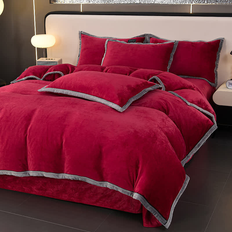 Set di biancheria da letto invernale in pile tinta unita (4 pezzi)