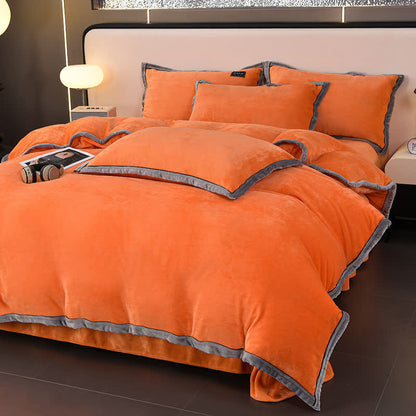 Set di biancheria da letto invernale in pile tinta unita (4 pezzi)