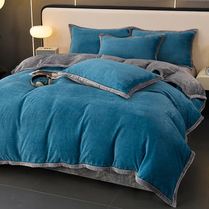 Set di biancheria da letto invernale in pile tinta unita (4 pezzi)