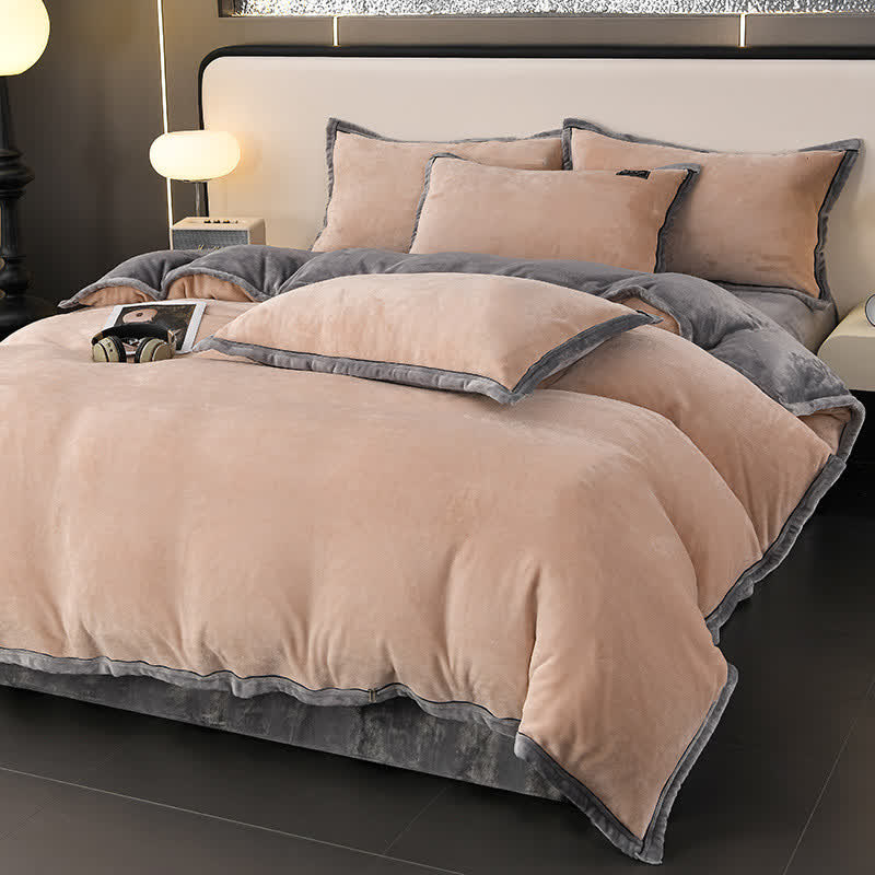 Set di biancheria da letto invernale in pile tinta unita (4 pezzi)