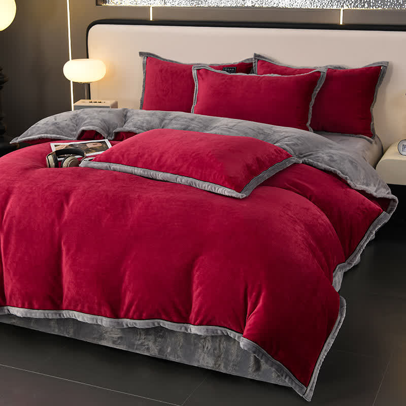 Set di biancheria da letto invernale in pile tinta unita (4 pezzi)