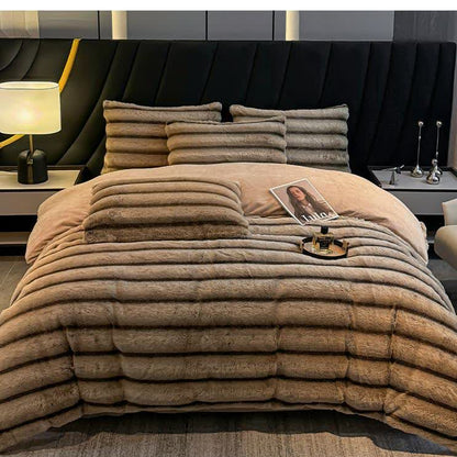 Set di biancheria da letto vintage in pile di peluche di lusso (4 pezzi)