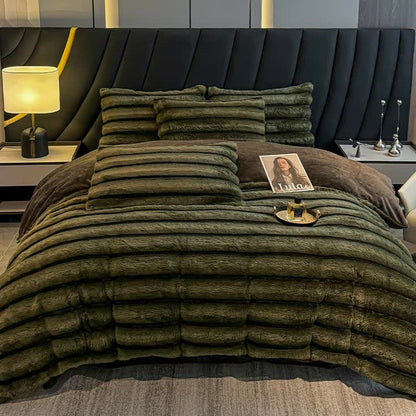 Set di biancheria da letto vintage in pile di peluche di lusso (4 pezzi)