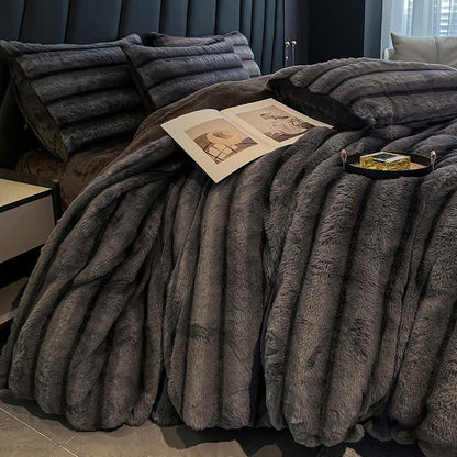 Set di biancheria da letto vintage in pile di peluche di lusso (4 pezzi)