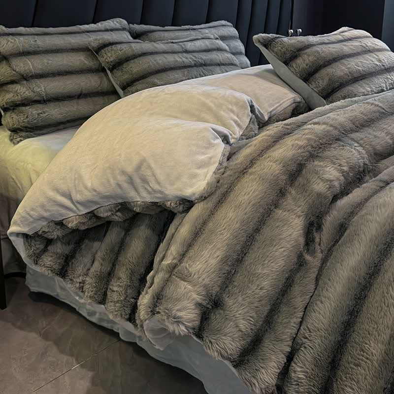 Set di biancheria da letto vintage in pile di peluche di lusso (4 pezzi)