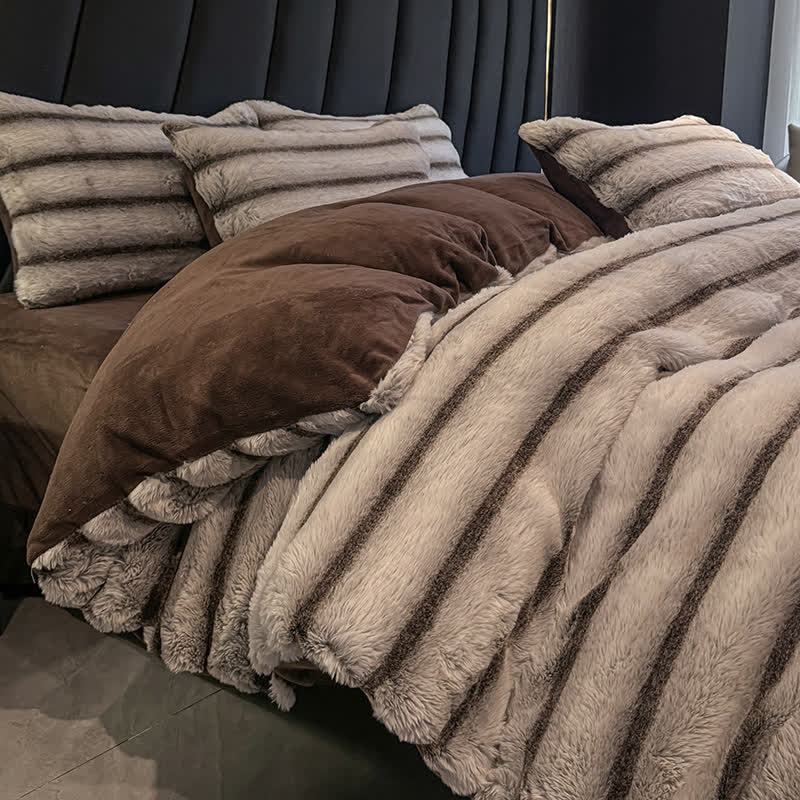 Set di biancheria da letto vintage in pile di peluche di lusso (4 pezzi)