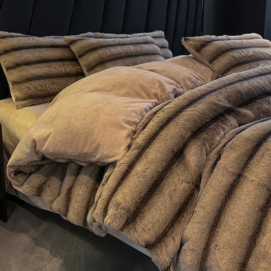Set di biancheria da letto vintage in pile di peluche di lusso (4 pezzi)