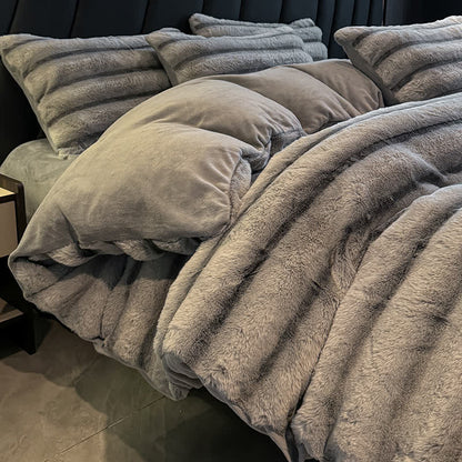 Set di biancheria da letto vintage in pile di peluche di lusso (4 pezzi)