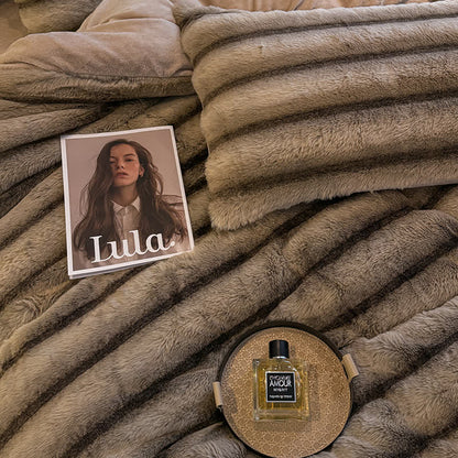 Set di biancheria da letto vintage in pile di peluche di lusso (4 pezzi)