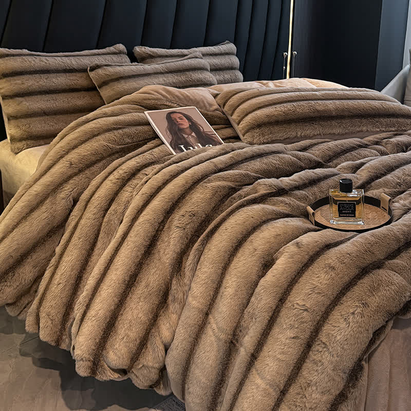 Set di biancheria da letto vintage in pile di peluche di lusso (4 pezzi)
