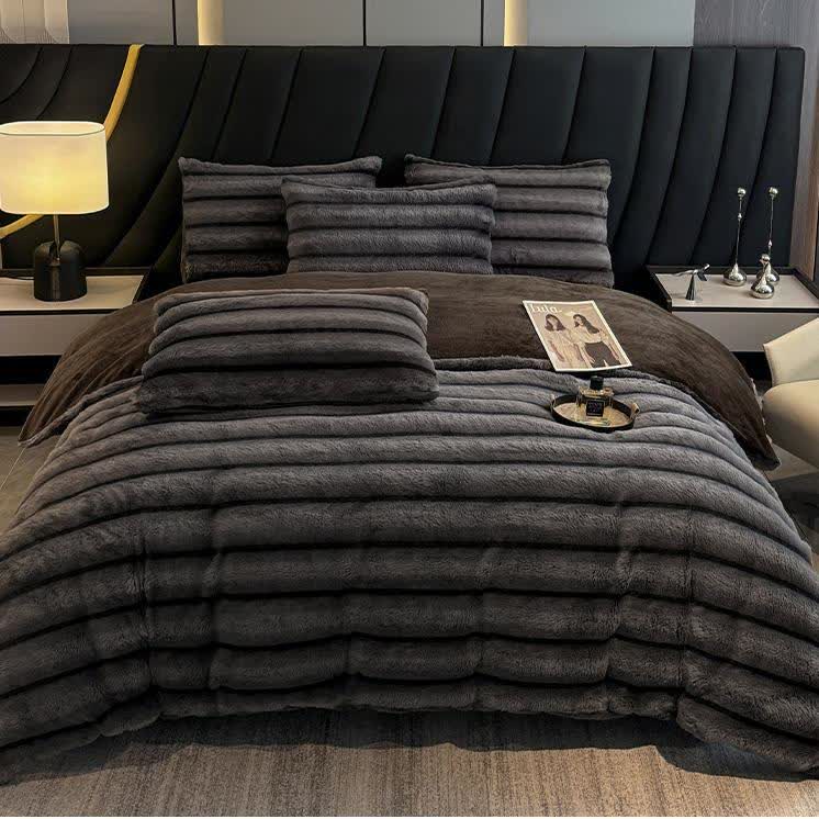 Set di biancheria da letto vintage in pile di peluche di lusso (4 pezzi)