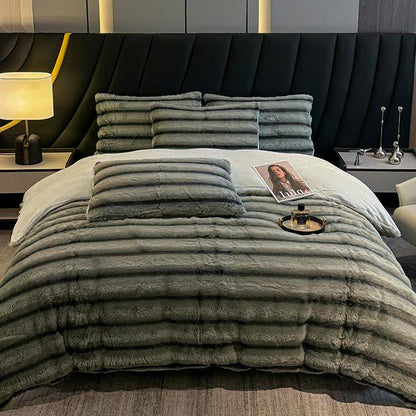 Set di biancheria da letto vintage in pile di peluche di lusso (4 pezzi)