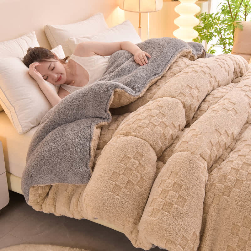 Coperta invernale Sherpa calda con anima trapuntata