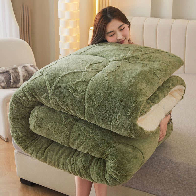 Coperta invernale con foglie di ginkgo e anima trapuntata