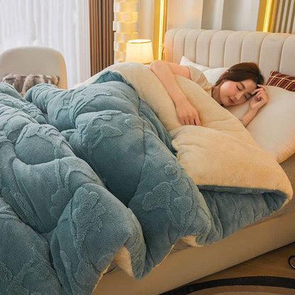 Coperta invernale con foglie di ginkgo e anima trapuntata