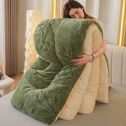 Coperta invernale con foglie di ginkgo e anima trapuntata