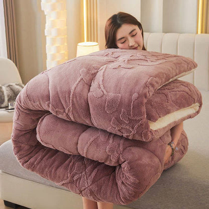 Coperta invernale con foglie di ginkgo e anima trapuntata
