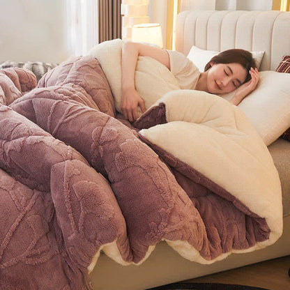Coperta invernale con foglie di ginkgo e anima trapuntata