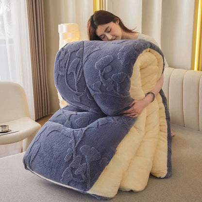 Coperta invernale con foglie di ginkgo e anima trapuntata