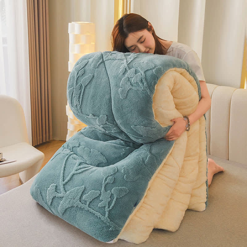 Coperta invernale con foglie di ginkgo e anima trapuntata