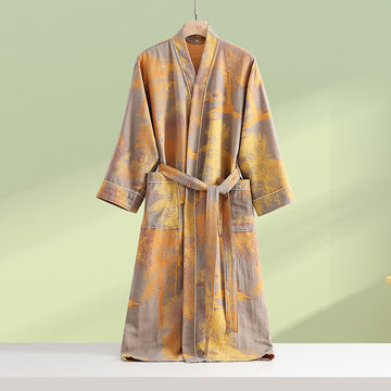 Accappatoio a maniche lunghe in kimono di garza di cotone