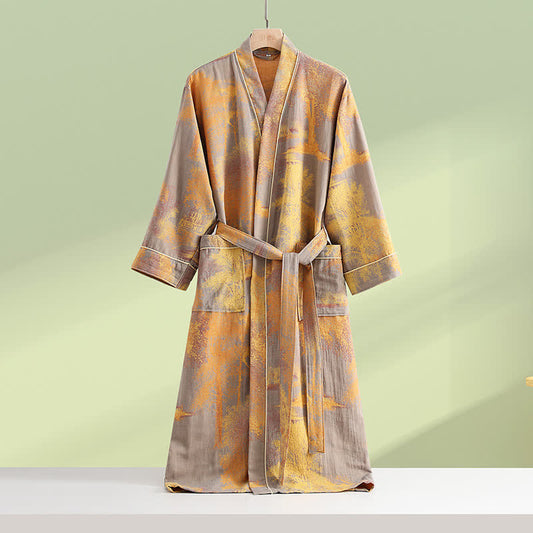 Accappatoio a maniche lunghe in kimono di garza di cotone
