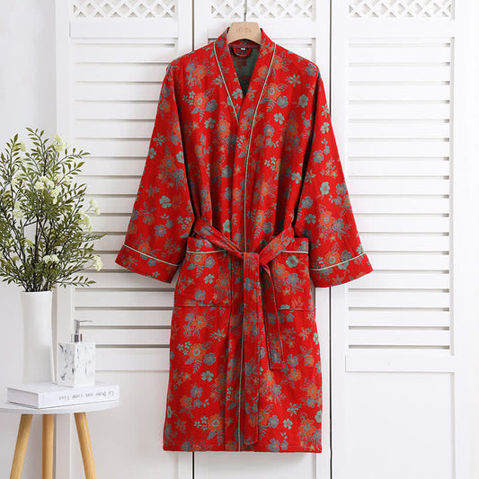 Accappatoio Kimono in garza di cotone floreale