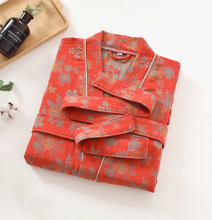 Accappatoio Kimono in garza di cotone floreale
