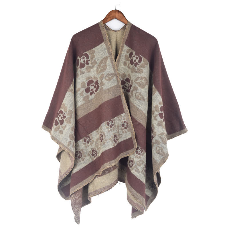 Mantella scialle in acrilico floreale jacquard