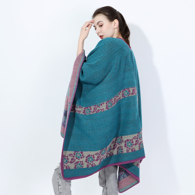 Mantella scialle in acrilico floreale jacquard