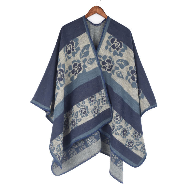 Mantella scialle in acrilico floreale jacquard