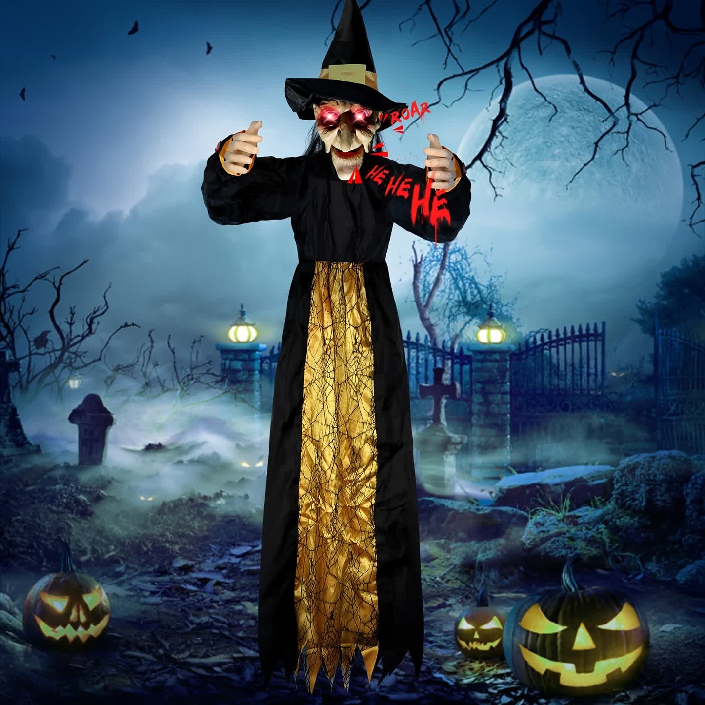 Giocattolo sonoro luminoso a forma di fantasma di strega di Halloween