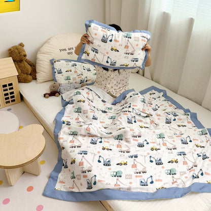 Trapunta per bambini in fibra di bambù con camion dei cartoni animati