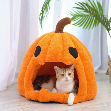 Letto morbido per animali domestici a forma di zucca di Halloween