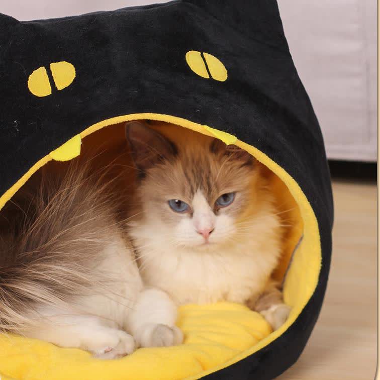 Letto caldo per animali domestici a forma di gatto nero di Halloween