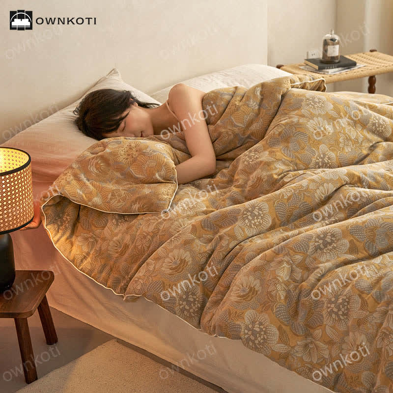 Trapunta calda in cotone floreale vintage Jacquard