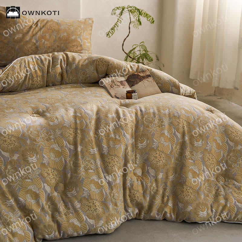 Trapunta calda in cotone floreale vintage Jacquard
