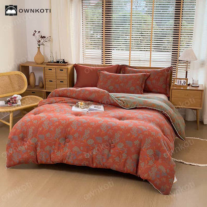 Trapunta in caldo cotone jacquard floreale retrò