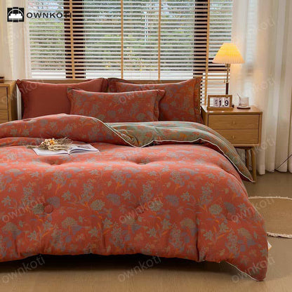 Trapunta in caldo cotone jacquard floreale retrò
