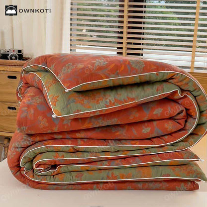 Trapunta in caldo cotone jacquard floreale retrò