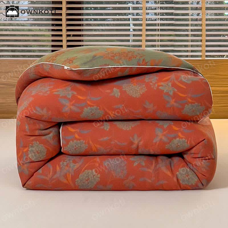 Trapunta in caldo cotone jacquard floreale retrò