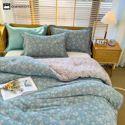 Trapunta in cotone floreale Jacquard Refresh