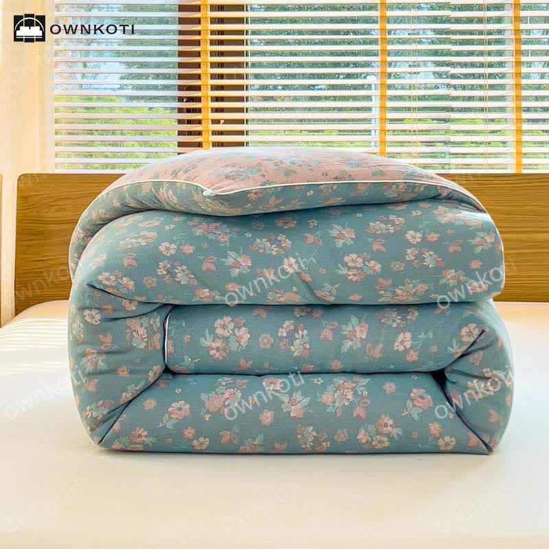 Trapunta in cotone floreale Jacquard Refresh