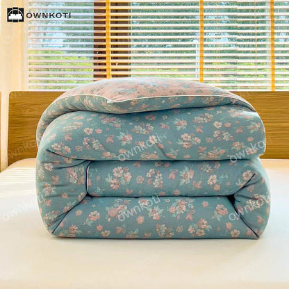 Trapunta in cotone floreale Jacquard Refresh