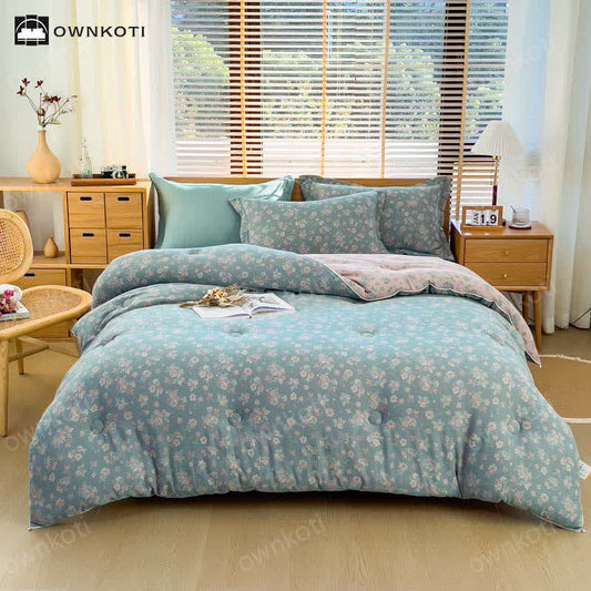 Trapunta in cotone floreale Jacquard Refresh
