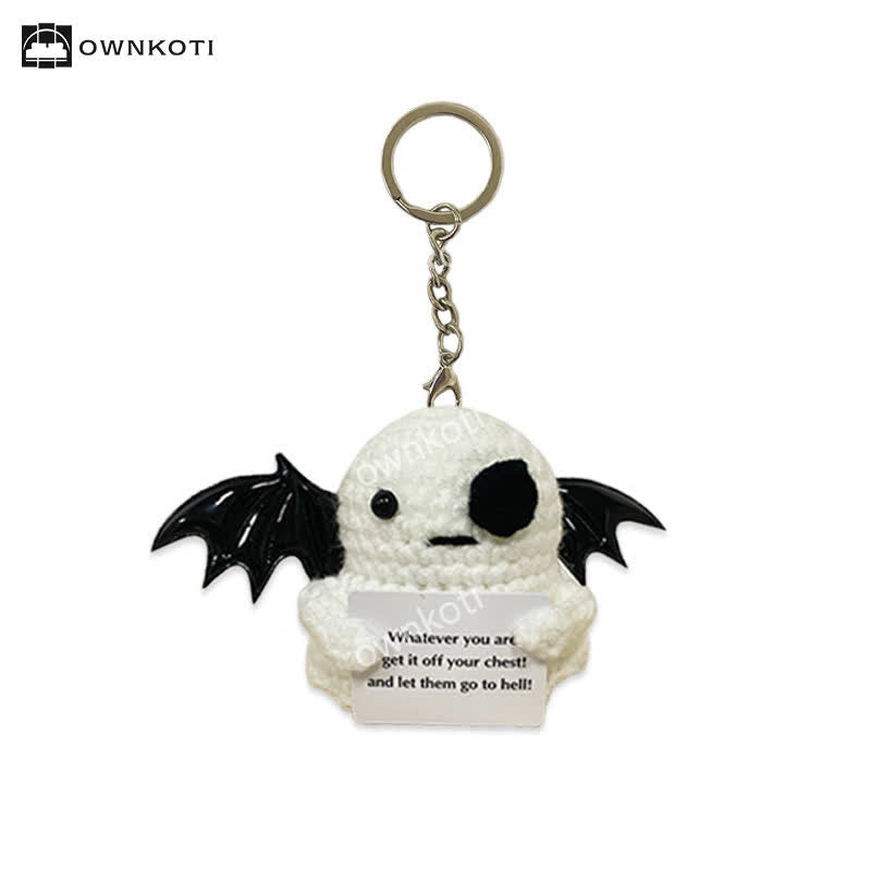 Ornamento all'uncinetto a forma di fantasma alato di Halloween